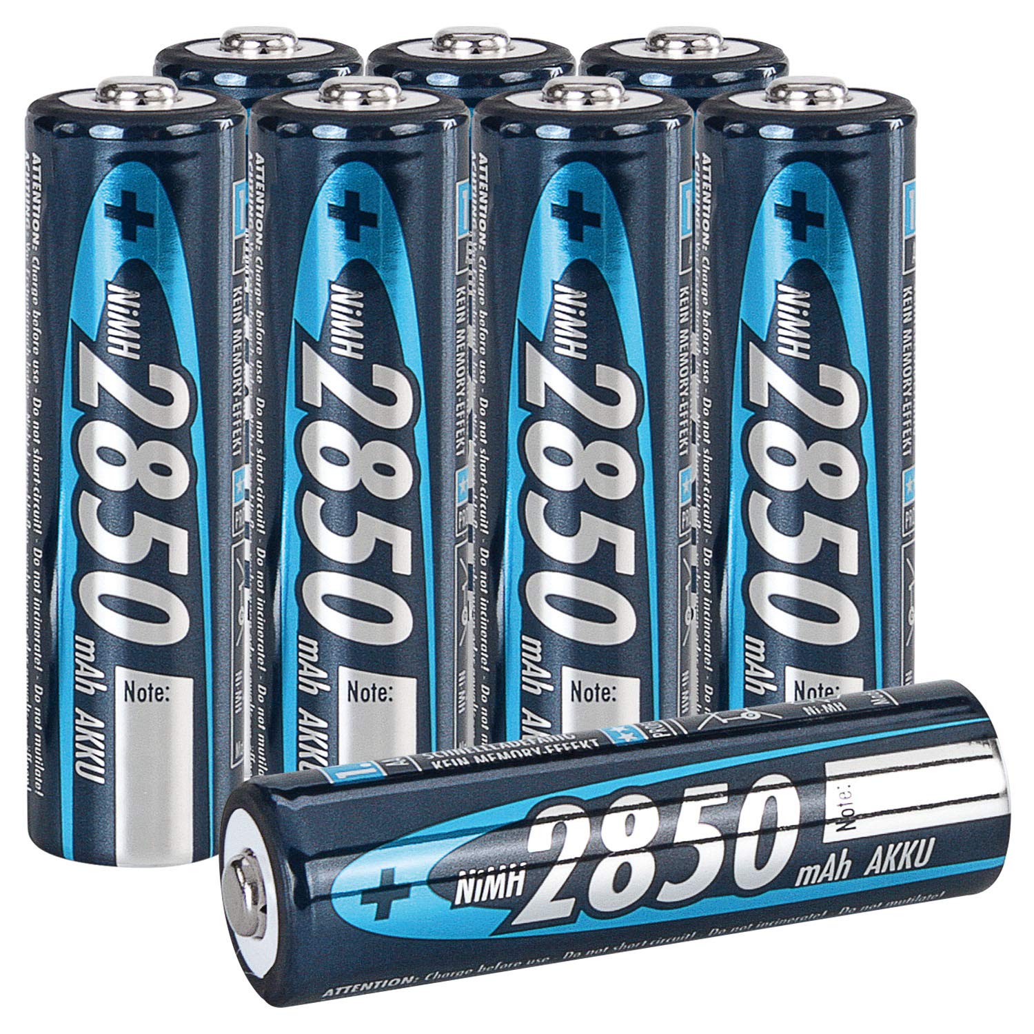 ANSMANN Rechargeable AA Batteries 2850mAh NiMH - High Capacity Double A Pre-Charged Batteries for Camera, Flashlight, Controller, Gamepad, Solar Light, Apple Mouse, Wireless Keyboard - 8 Pack - Perfect for Home, Office & Outdoor Gadgets