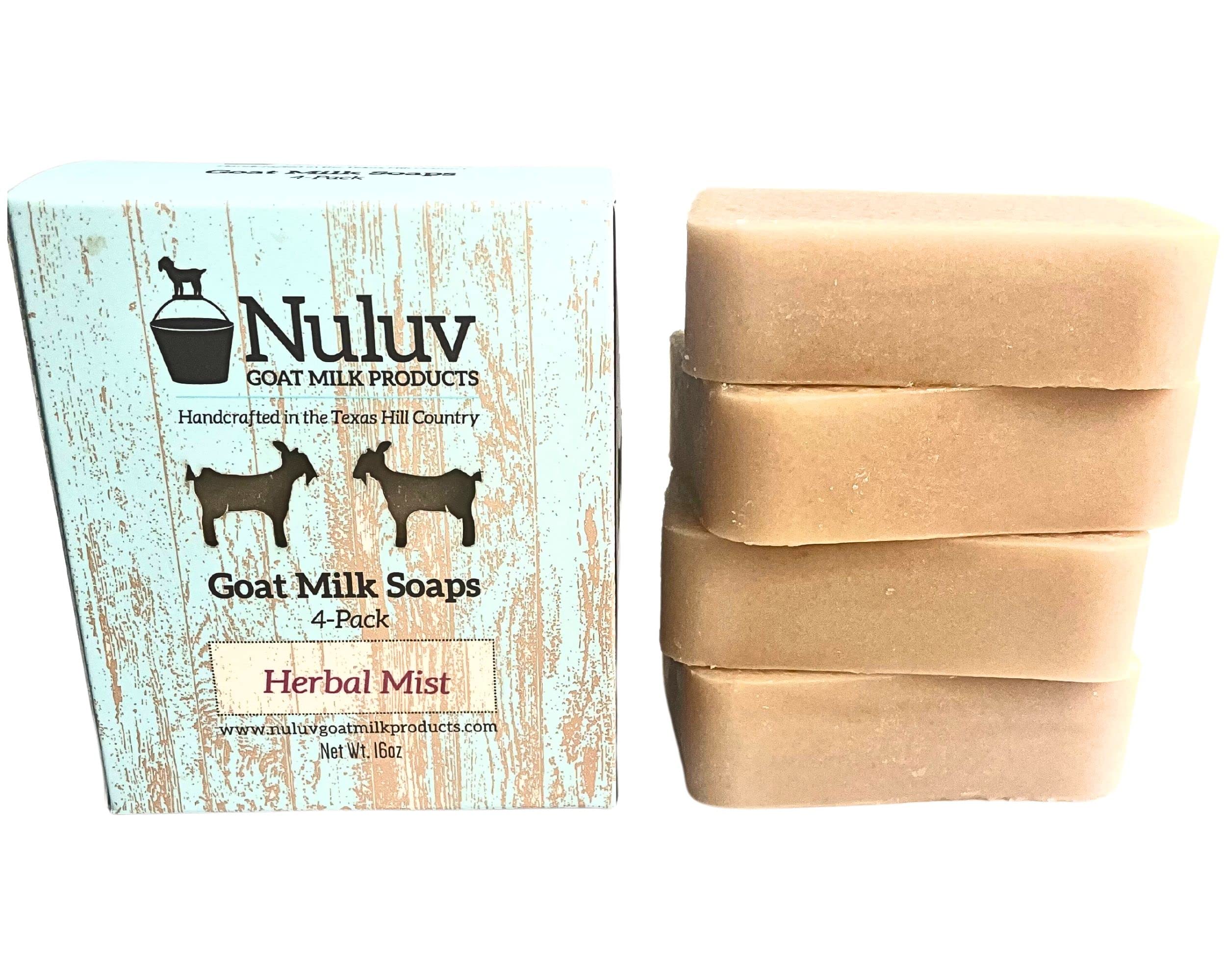 Goat Milk Bar Soap - Natural Handmade Skin Cleanser for Dry, Sensitive & All Skin Types | Eco-Friendly, Herbal Mist Scented (Pack of 4) | Gentle Face & Body Wash for Daily Skincare Routine