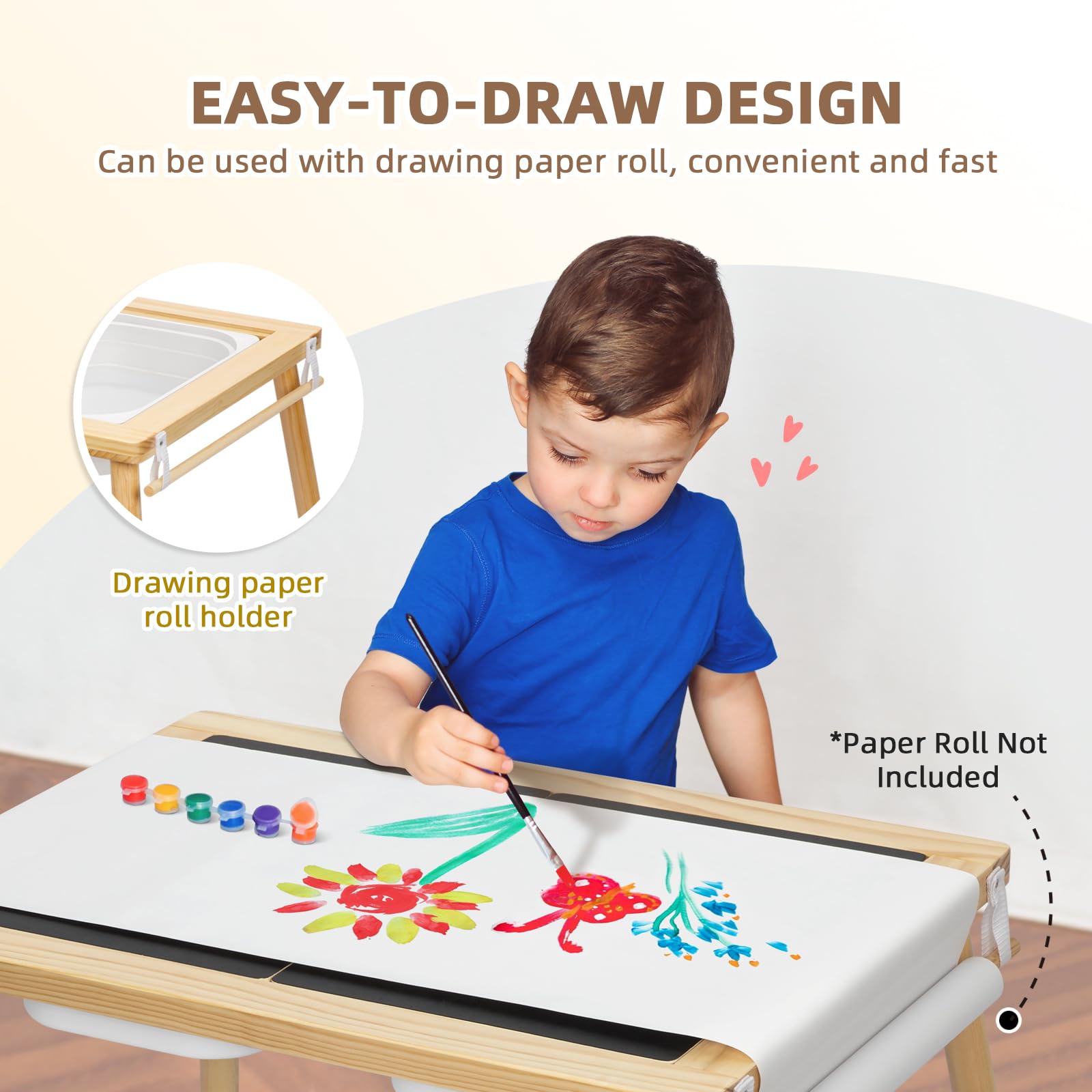 OOOK Multifunctional Sensory Activity Table for Toddlers - Solid Wood Play Desk with 2 Bins, Blackboard & Urban Traffic Map - Kids Sand & Water Play Table - Perfect Birthday Gift for Boys & Girls - Ideal for Home, Preschool & Daycare Sensory Play