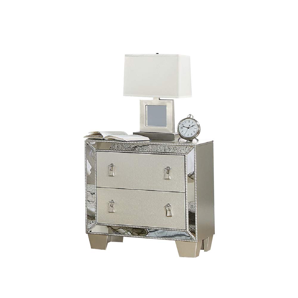 Simple Relax SR-PDEX-F4981 Modern Nightstand with Drawer, Silver Finish - Perfect for Bedroom, Living Room & Office Storage