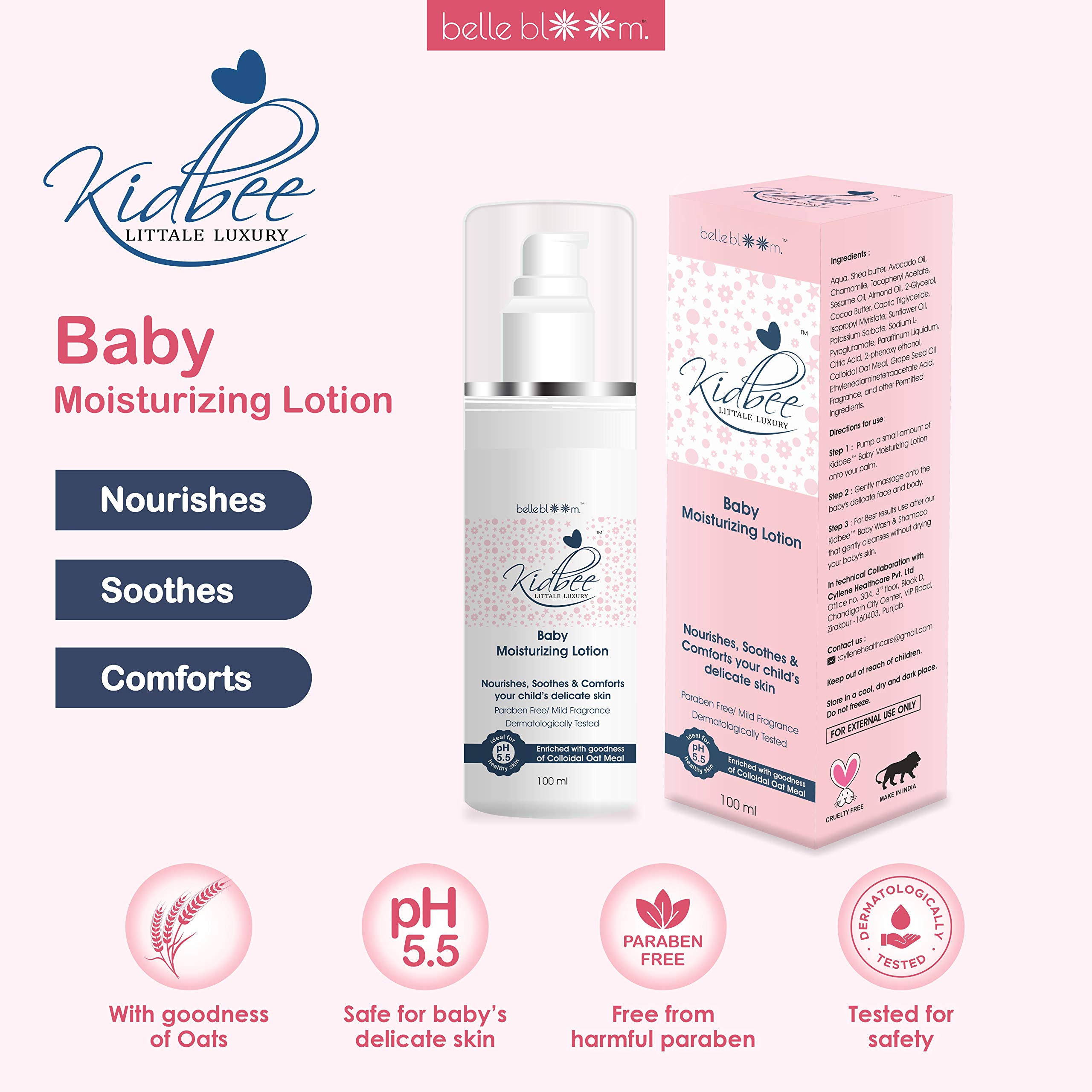 Kidbee Hydrating Moisturizing Lotion for Face & Body - 100ml - Deep Nourishing & Soothing Dry Skin - Perfect for Daily Skincare Routine & Travel Essentials