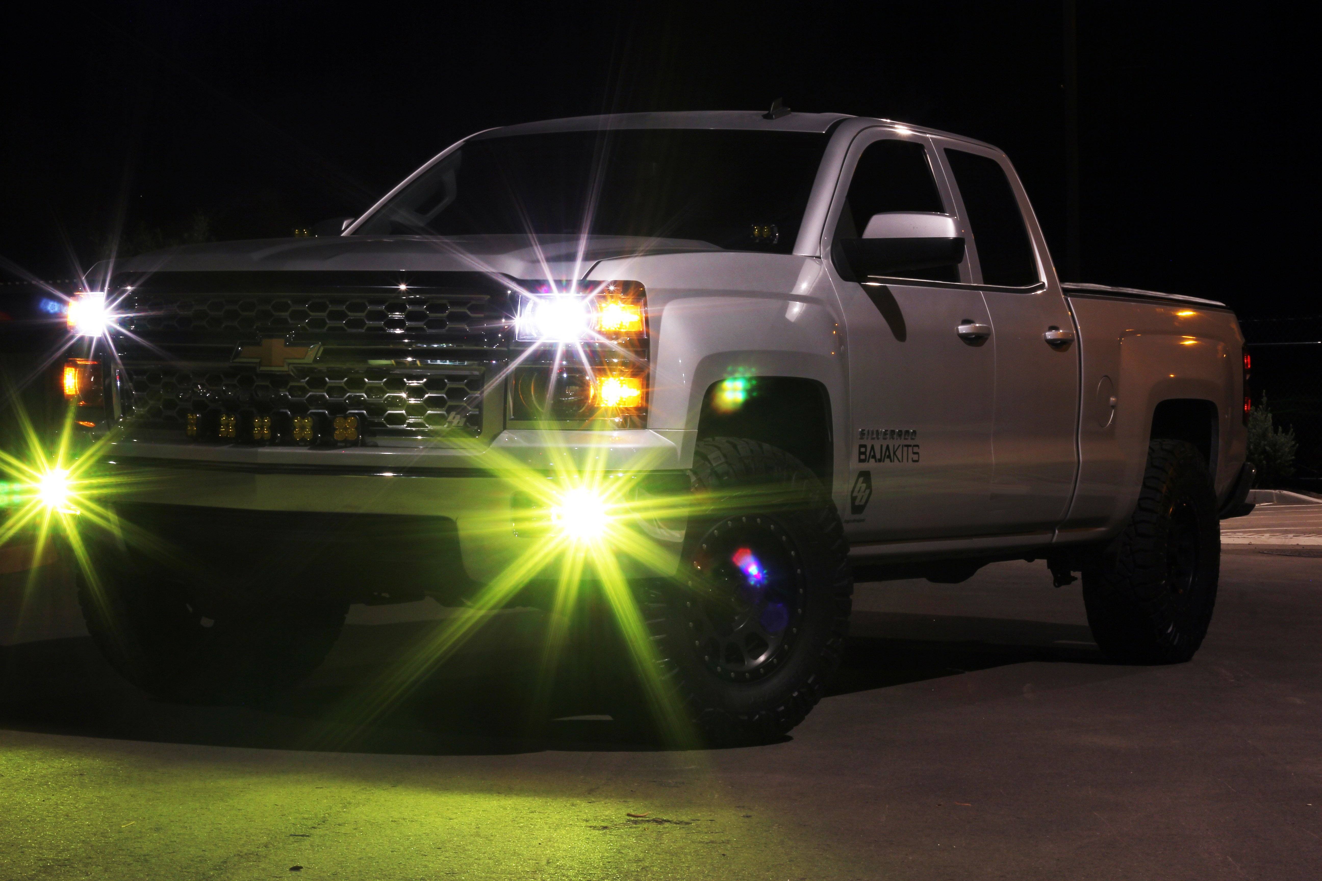 14-15 Chevy Silverado 1500 Dual Fog Pocket Kit - LED Light Bar Bumper Accessories for Off-Roading & Night Driving