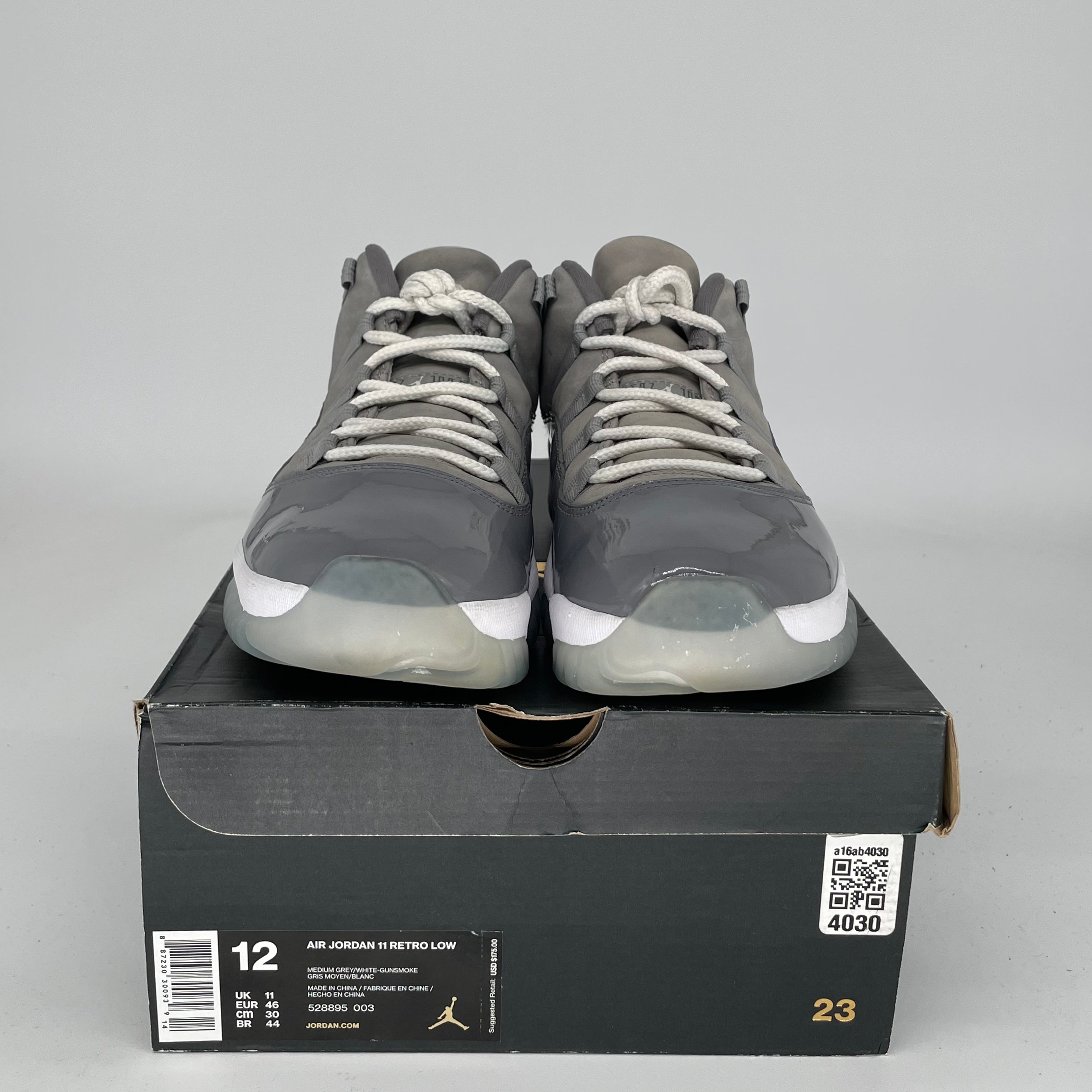 AIR JORDAN 11 LOW COOL GREY Men's Basketball Shoes - Size 12 (528895-003) | Retro Sneakers for Casual Wear & Sports Performance