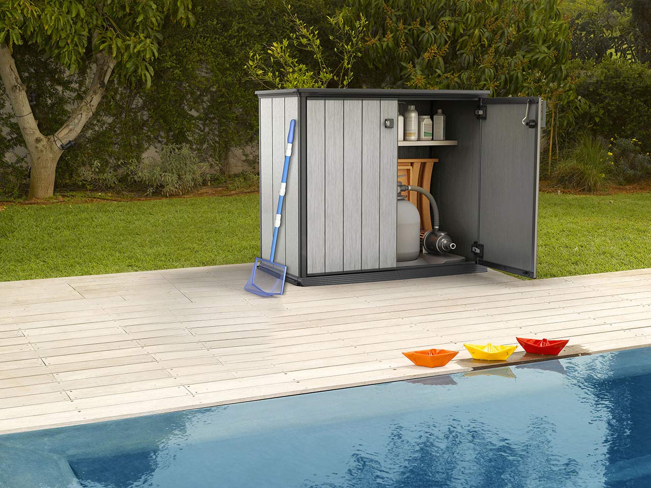 Keter 4.6x4 ft Resin Outdoor Storage Shed - Weatherproof Garden Shed with Paintable & Drillable Walls - Perfect for Yard Tools, Pool Toys, Patio Furniture Storage (Grey) - Ideal for Backyard, Garage & Poolside Organization
