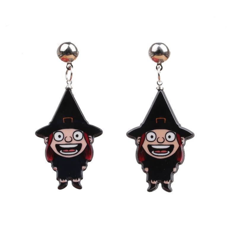 Spooky Halloween Dangle Stud Earrings for Women - Ghost, Boy, Zombie & Black Cat Acrylic Drop Earrings - Perfect for Costume Parties & Trick or Treat