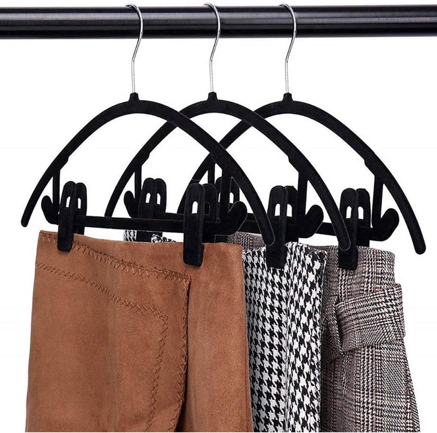 Velvet Hangers with 20 Black Pants Clips - Strong Finger Clips for Thin Hangers | Space-Saving Closet Organizer for Dresses, Suits & Delicate Clothing