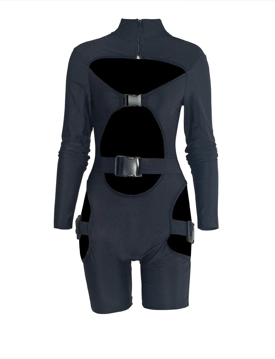 VWIWV Women's Long Sleeve Jumpsuit - Sexy Bodycon Romper with Buckle Detail & Hollow Out Design | Perfect for Night Out, Party, Date Night & Club Wear