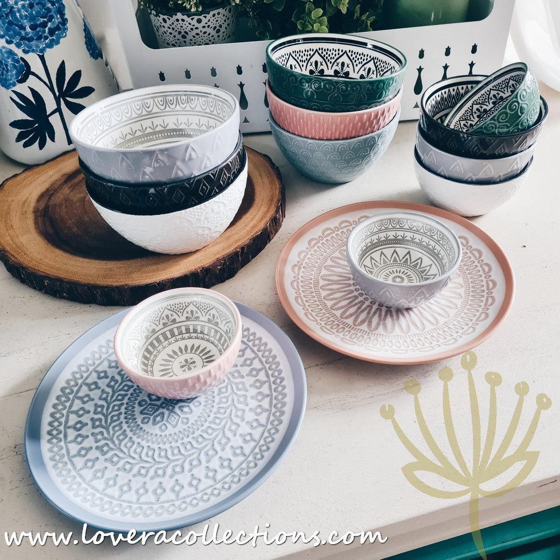 Bohemian Embossed Dinnerware Set - 50% Off + Buy 1 Get 1 Free - Perfect for Boho Chic Dining, Wedding Registry & Home Decor