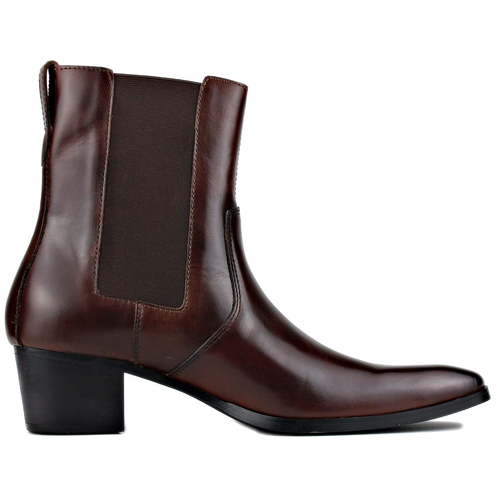 OSSTONE Men's Chelsea Ankle Boots - Genuine Leather Chukka Boots with Heel, Retro Dress Boots Style JY038-US for Casual & Formal Wear