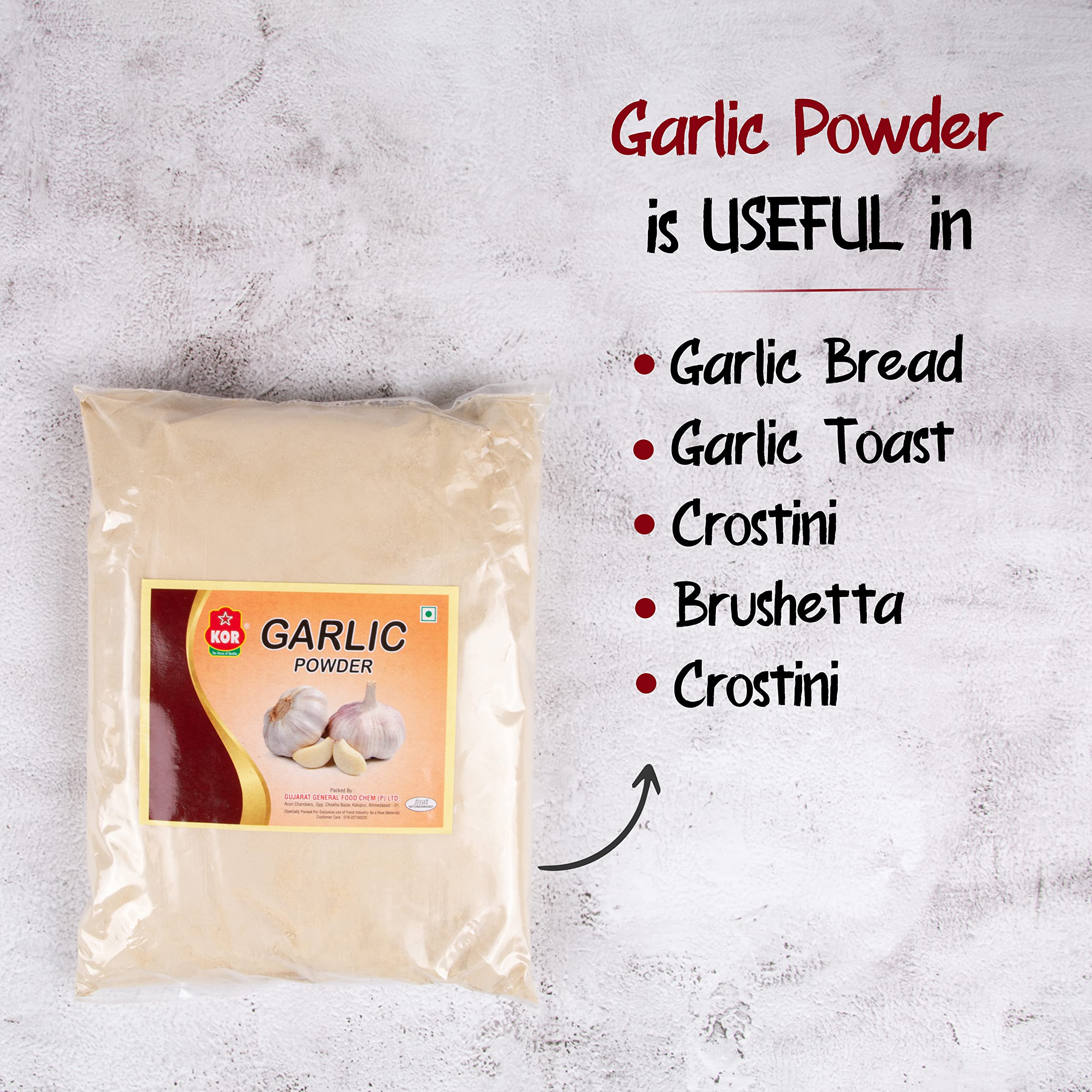 Premium KOR Garlic Powder - 800g (Pack of 1) | All Natural, Free Flowing Instant Garlic Flavor | Perfect for Indian Cooking, Baking & Masala Recipes | Great for Curry, Pasta, Pizza & Seasoning