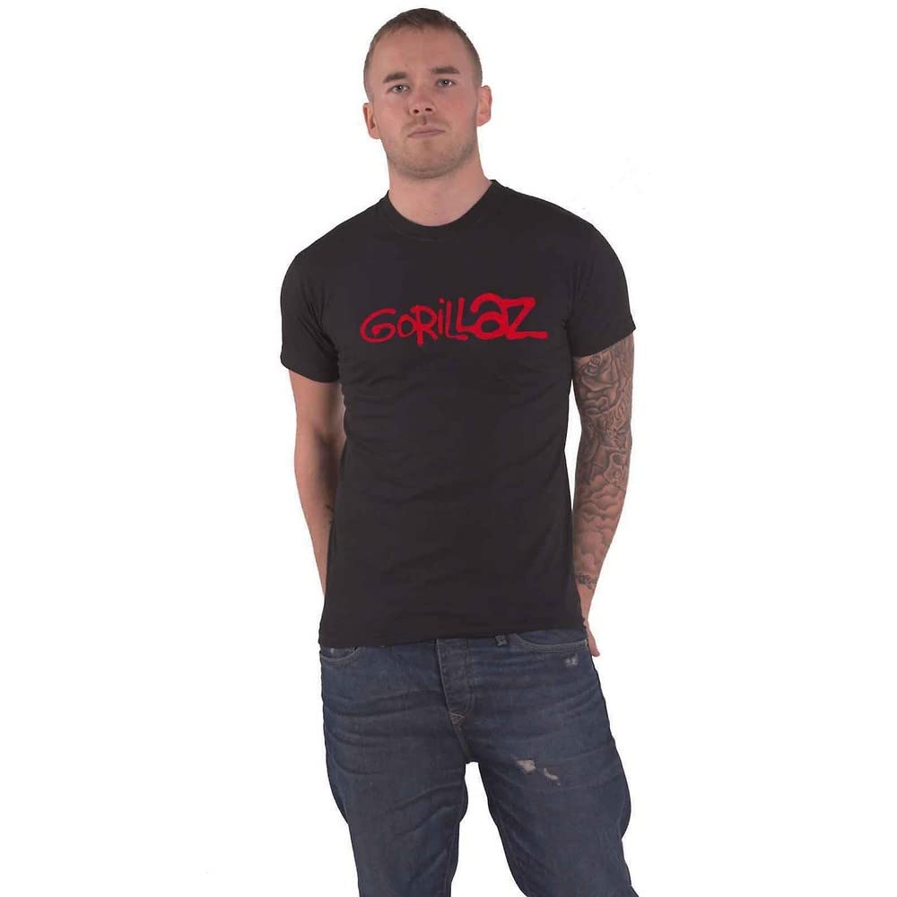 Official Gorillaz Band Logo T-Shirt for Men - Black, Medium Size | Perfect for Concerts, Casual Wear & Music Fans