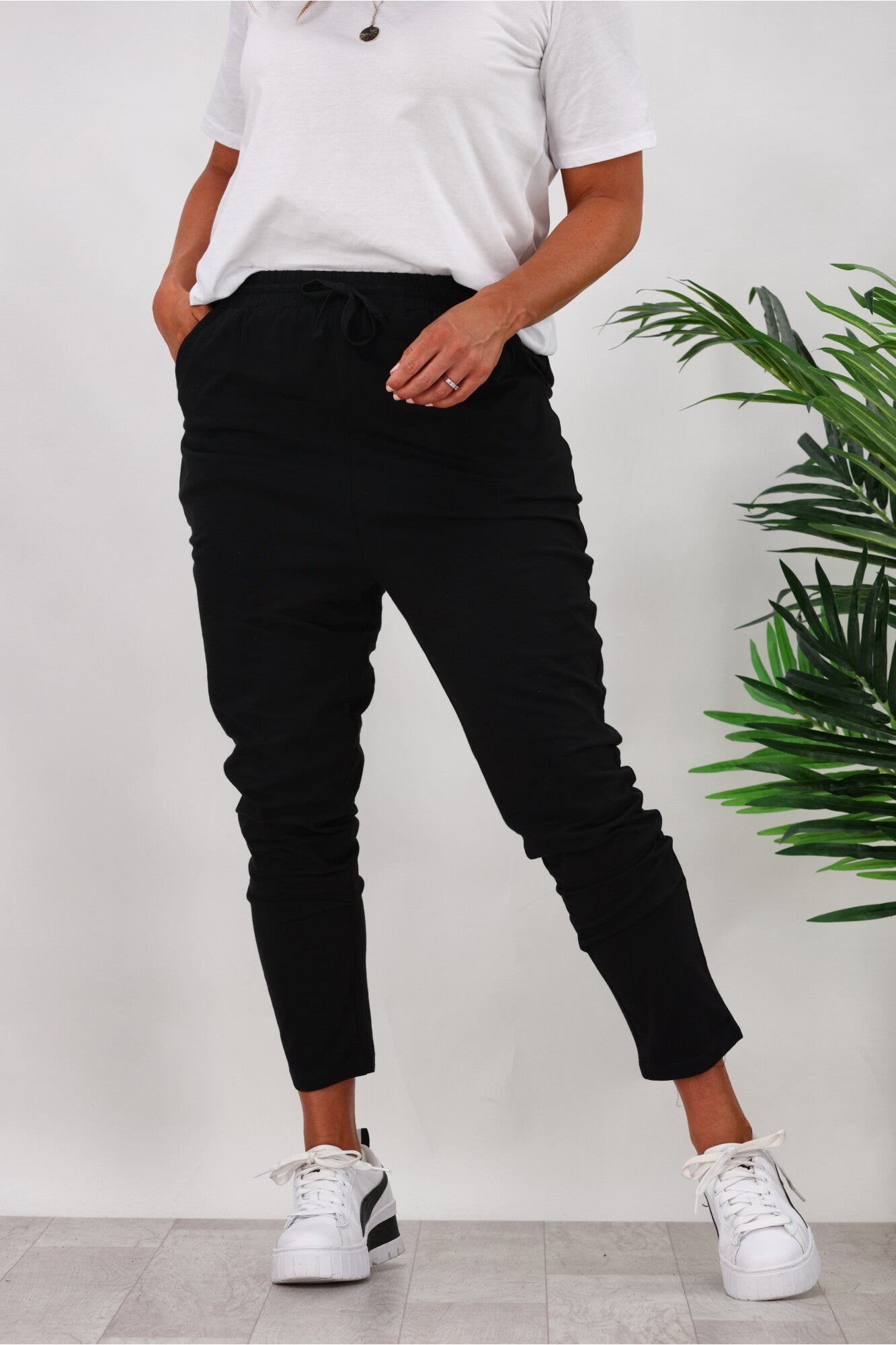 Betty Basics Women's High Waisted Jade Yoga Pants - Black - Stretchy Comfort for Workout, Lounge & Everyday Wear
