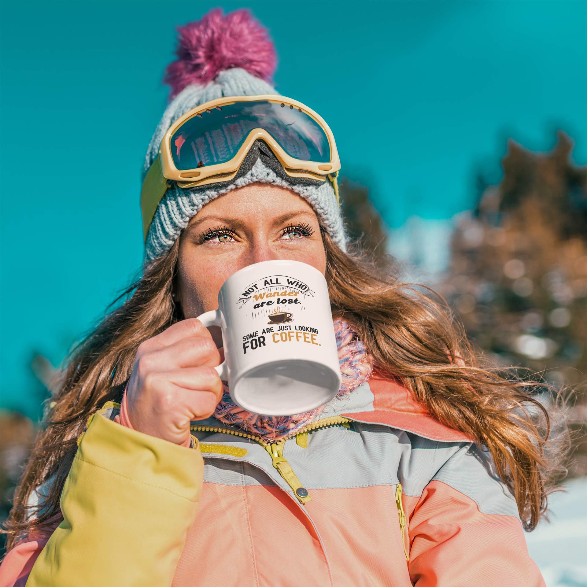 Funny 'Not All Who Wander Are Lost' Coffee Mug - 15oz Inspirational Travel Themed Tea Cup for Coffee Lovers - Perfect Gift for Adventurers, Camping & Road Trips