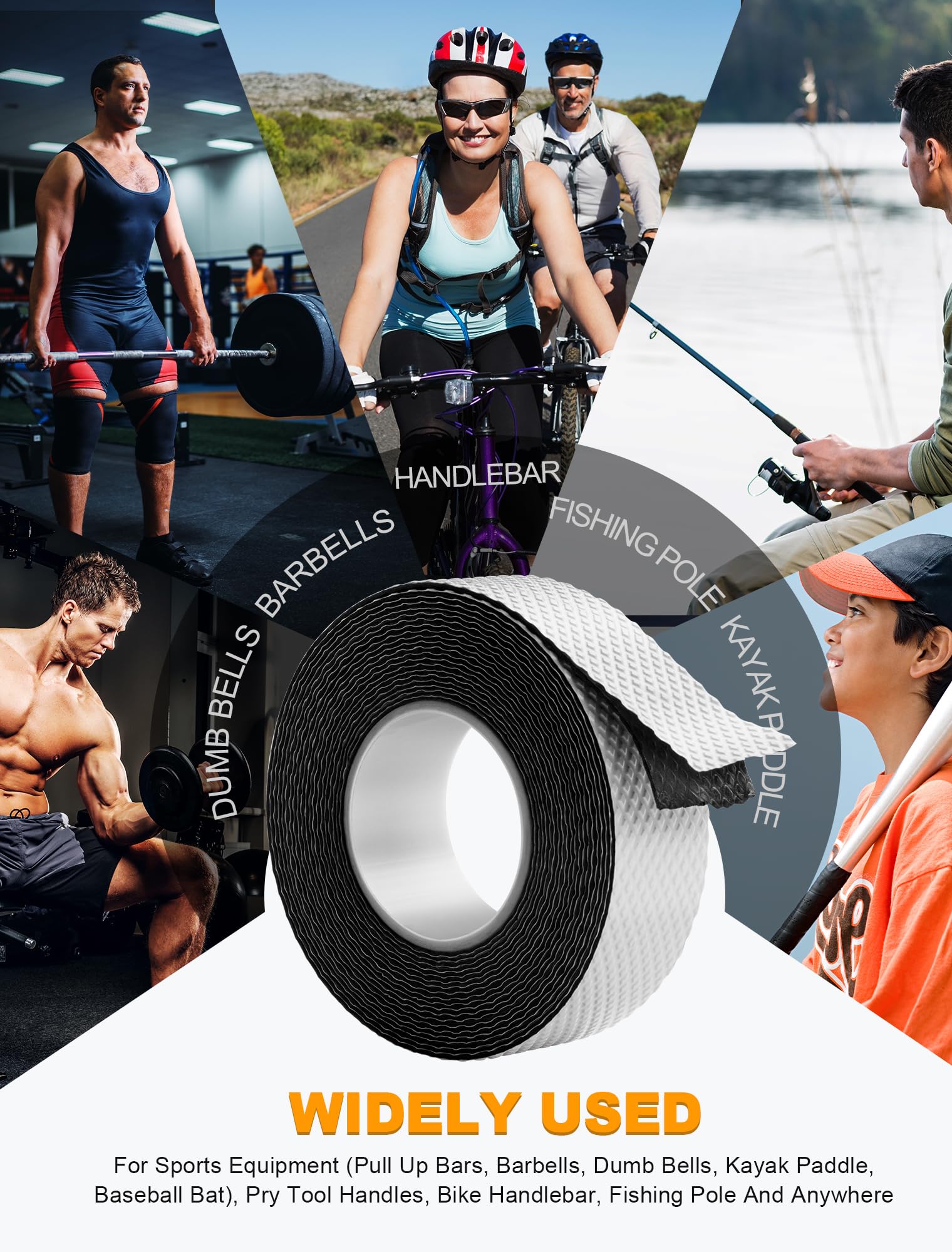 15FT Self-Fusing Silicone Grip Tape - Non-Slip Handlebar Wrap for Bikes, Paddles, Fishing Rods, Barbells & Gym Equipment | Perfect for Sports, Workouts & Outdoor Activities
