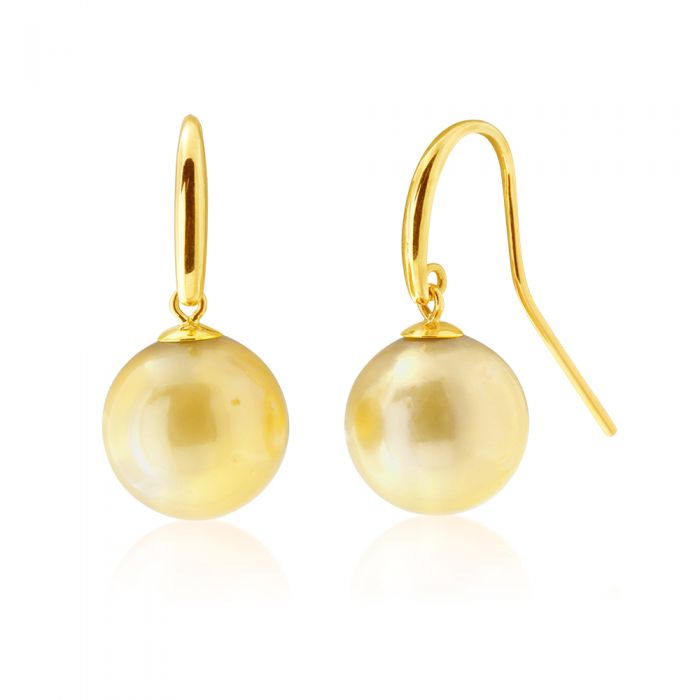 9ct Yellow Gold 10-12mm South Sea Pearl Earrings for Women - Luxury Natural Pearls Jewelry Gift for Wedding, Anniversary & Special Occasions