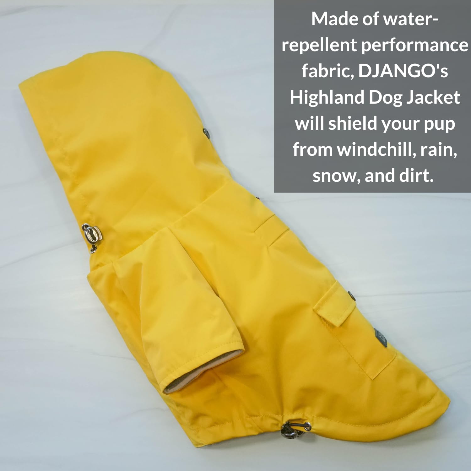 DJANGO Highland Waterproof Dog Jacket with Hood - Adjustable Lightweight Blue Coat for Small & Medium Dogs | Harness Hole, Cozy Lining & Back Pocket | Perfect for Outdoor Hiking, Winter Walks & Rainy Day Adventures (Medium, Blue)