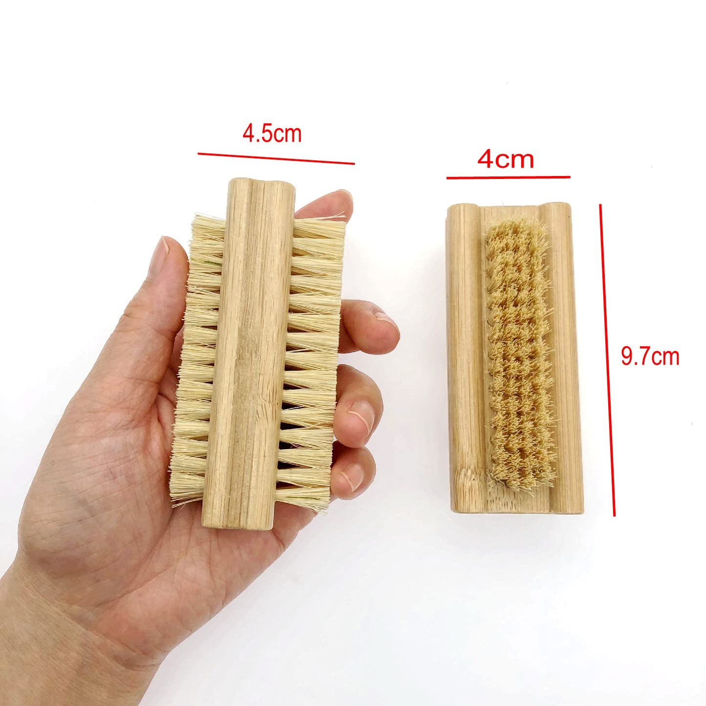 **JZK 2-Pack Hard Bristle Bamboo Nail Brushes – Double-Sided Nail Cleaning Brush for Manicure, Pedicure & Hygiene – Wooden Nail Brush with Sisal Fiber for Dust, Dirt & Stubborn Grime – Perfect for Home, Salon & Travel Use**