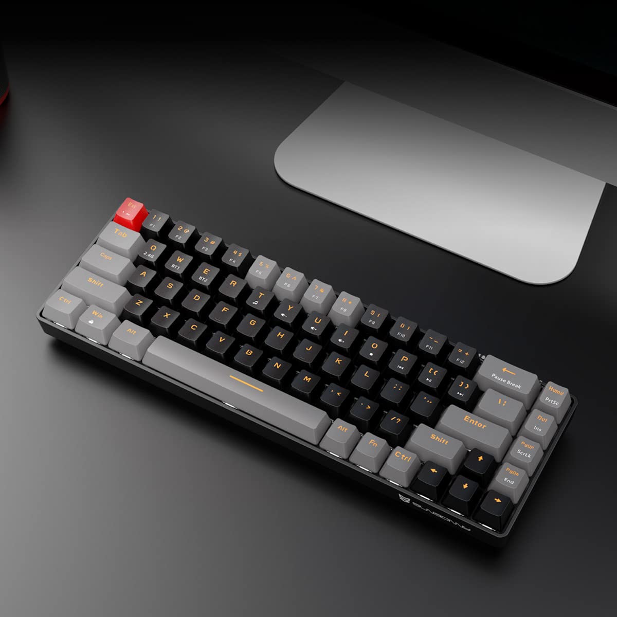 Qisan 60% Wireless Mechanical Keyboard - Red Switch, Dual Mode 2.4G/BT for PC Gaming