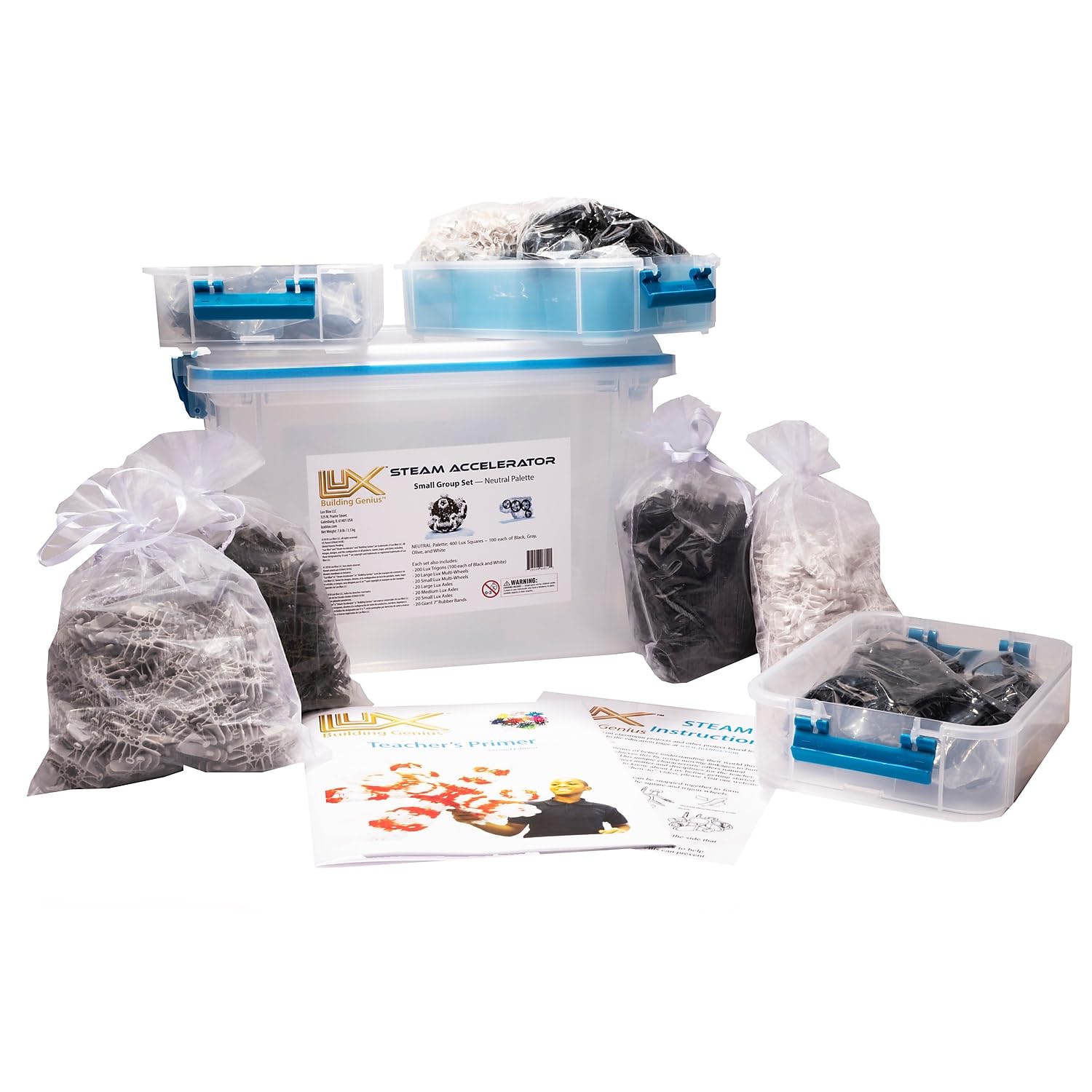 720-Piece Steam Accelerator Building Set - Flexible & Versatile STEM Toys for Kids, School Programs & Group Therapy Activities | Neutral Colors | Educational Classroom & Therapy Tool
