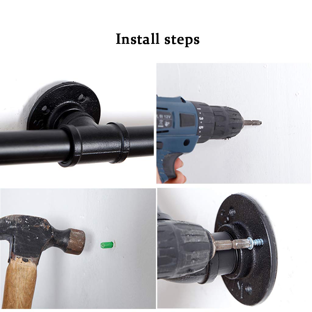 Industrial Pipe Clothes Rack - 3 to 20ft Wall Mounted Garment Hanging Rail & Towel Holder for Hallway, Balcony, Corridor | Heavy-Duty Clothing Rod & Stair Handrail for Home, Retail Store & Laundry Room Organization