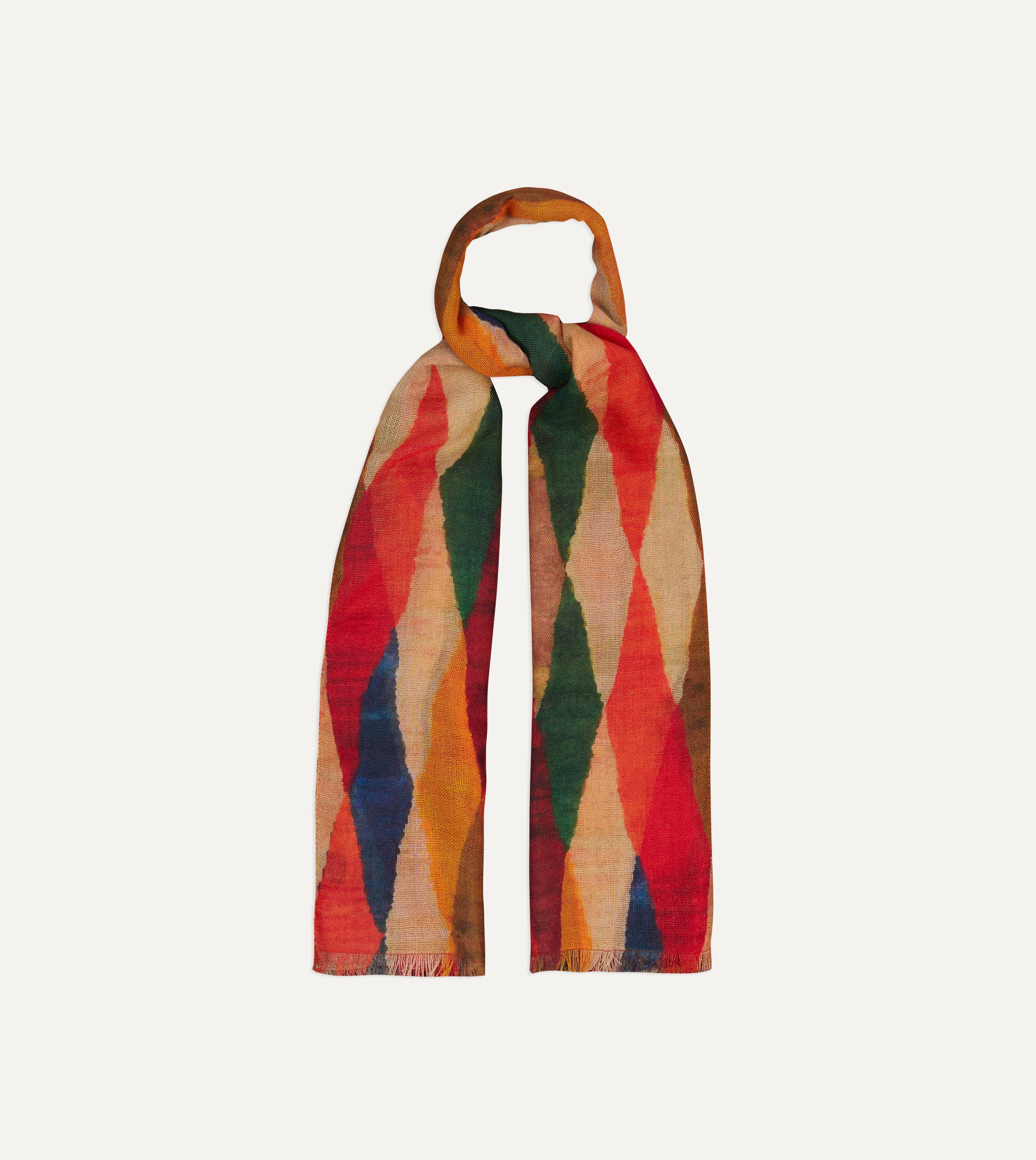 Stylish Harlequin Print Wool Gauze Scarf - Lightweight & Warm Fashion Accessory for Women - Perfect for Fall, Winter, and Special Occasions