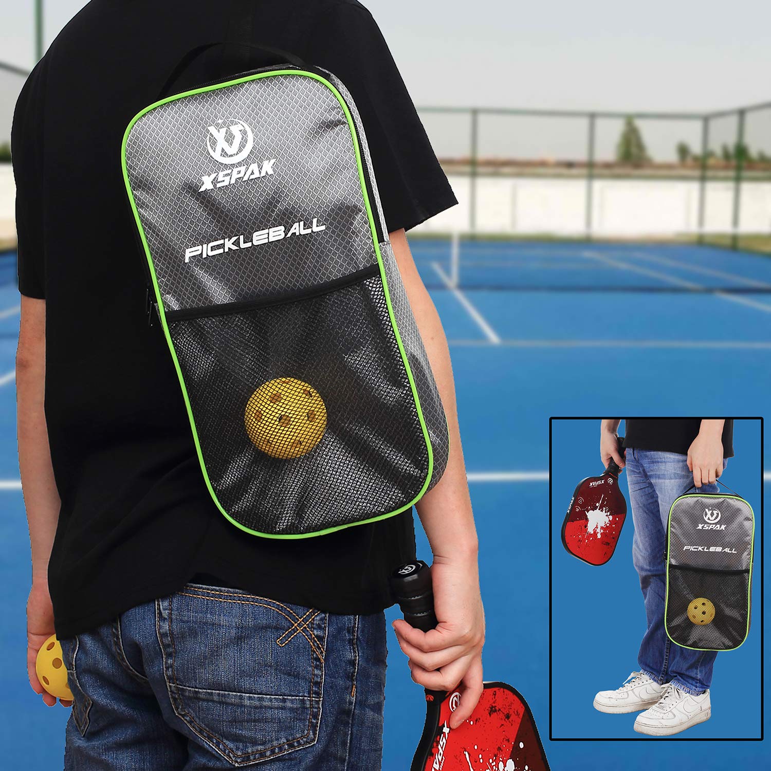 XS XSPAK Pickleball Paddle - USAPA Approved Lightweight Graphite Carbon Fiber Racket with Polypropylene Honeycomb Core | Includes Protective Cover | Perfect for Tournaments, Recreational Play & Outdoor Sports