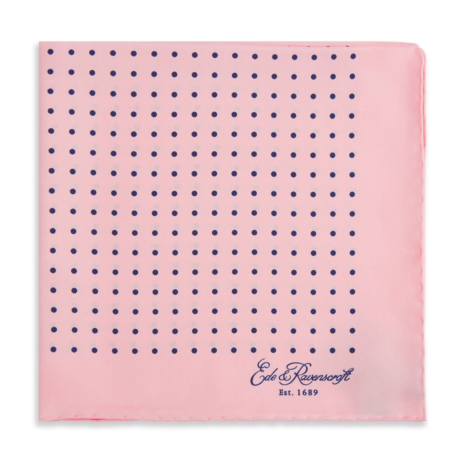 Elegant Pink and Navy Polka Dot Silk Pocket Square for Men - Perfect for Weddings, Business Meetings & Formal Events