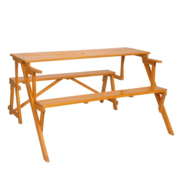 2-in-1 Convertible Outdoor Wooden Picnic Table and Garden Bench - 54.5