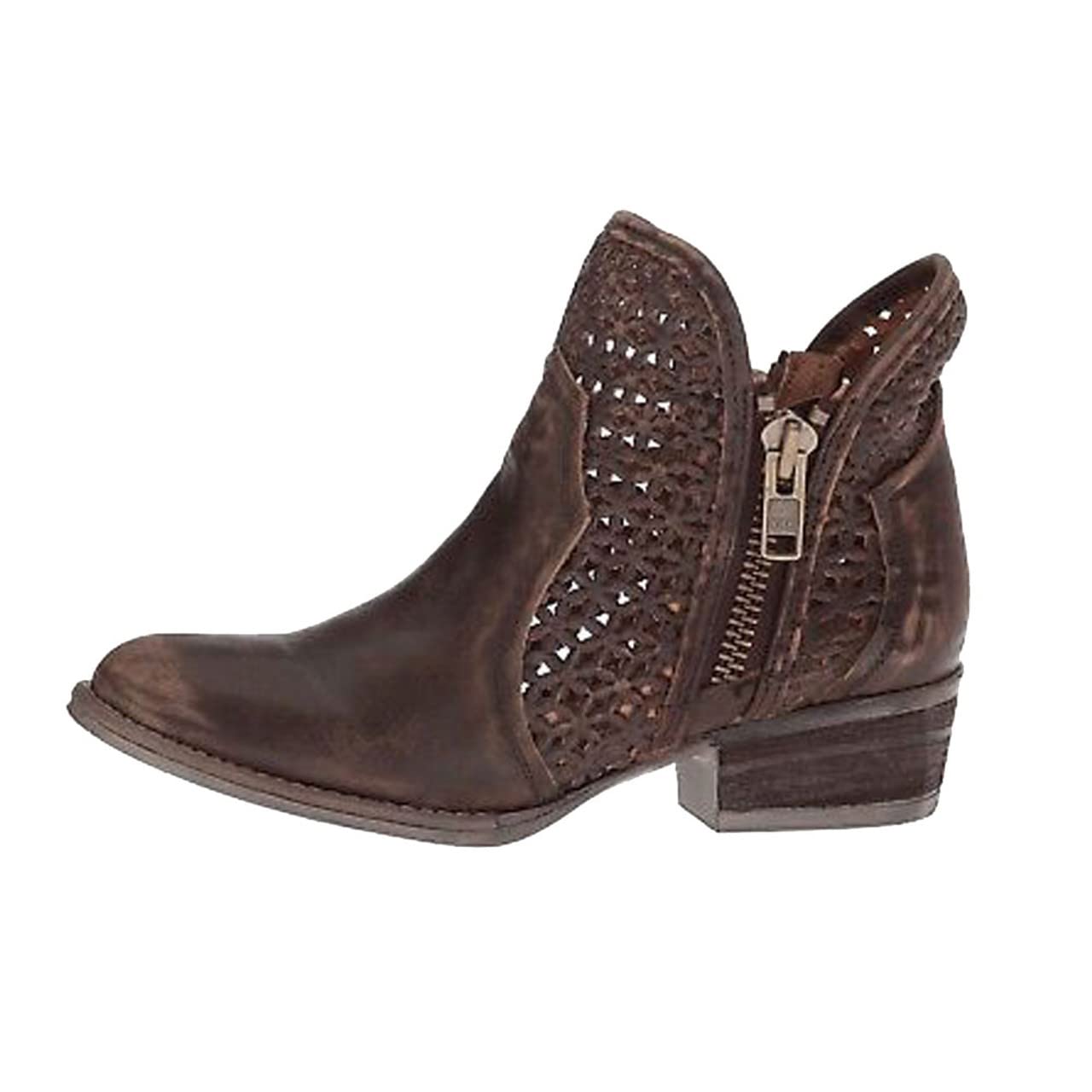 Women's Comfortable Leather Cowgirl Western Boots - Corral Cut-Out Shortie Booties for Country Dancing & Rodeo Events