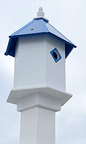 Handcrafted Wing & A Prayer Sycamore Bird House with Cobalt Blue Roof - Attract Wild Birds to Your Garden | Perfect for Backyard, Patio & Nature Lovers