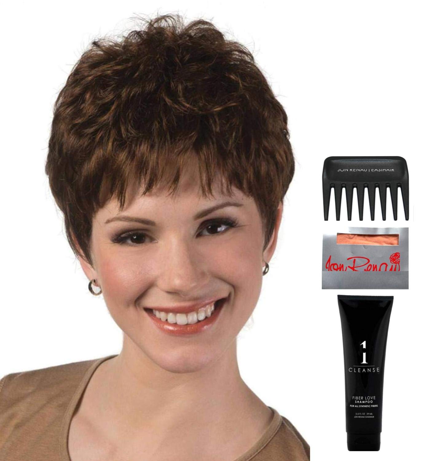 Jamie Wig by Estetica - 5 Piece Bundle with Christy's Wigs Q&A Booklet, Travel Size Wig Shampoo, Wig Cap & Wide Tooth Comb (Color: R12/26H) - Perfect for Cosplay, Costume Parties & Everyday Wear