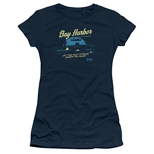 Dexter Crime Drama Series Showtime Moonlight Fishing Navy Jrs Sheer T-Shirt Tee - Stylish TV Show Merchandise for Fans & Casual Wear