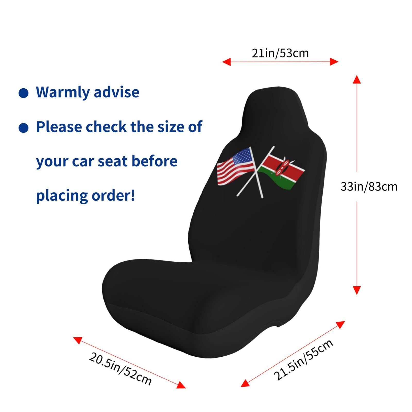 OKLRYNBV American & Kenya Flag Car Seat Covers - Universal Fit for Most Vehicles (2-Piece Set) | Patriotic Car Accessories for SUV, Truck & Sedan