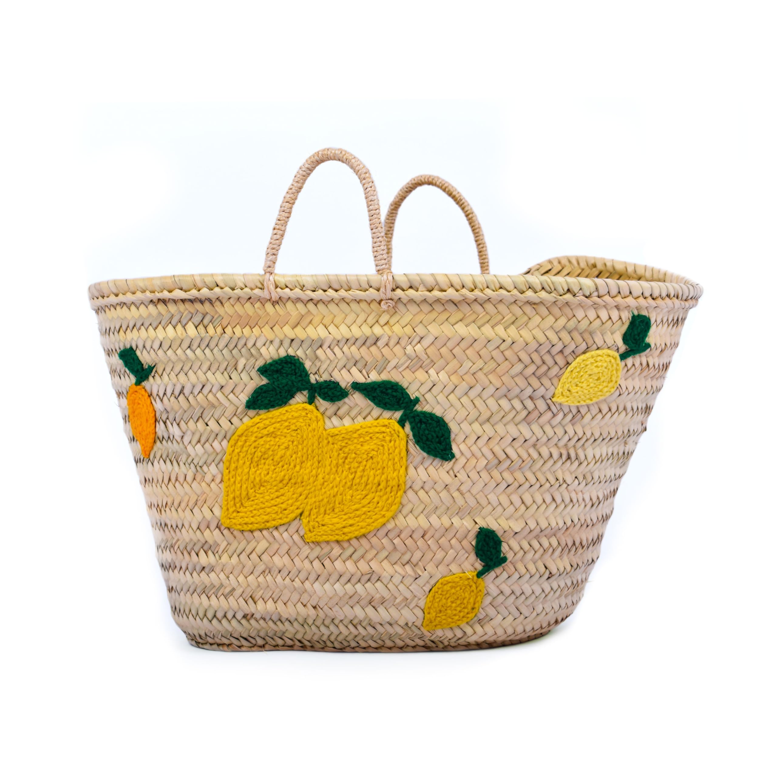 Italian-Inspired Lemon Print Woven Straw Beach Tote Bag for Women - Large Summer Vacation Beach Bag with Vibrant Colors - Perfect for Beach Trips, Poolside Lounging, and Outdoor Picnics