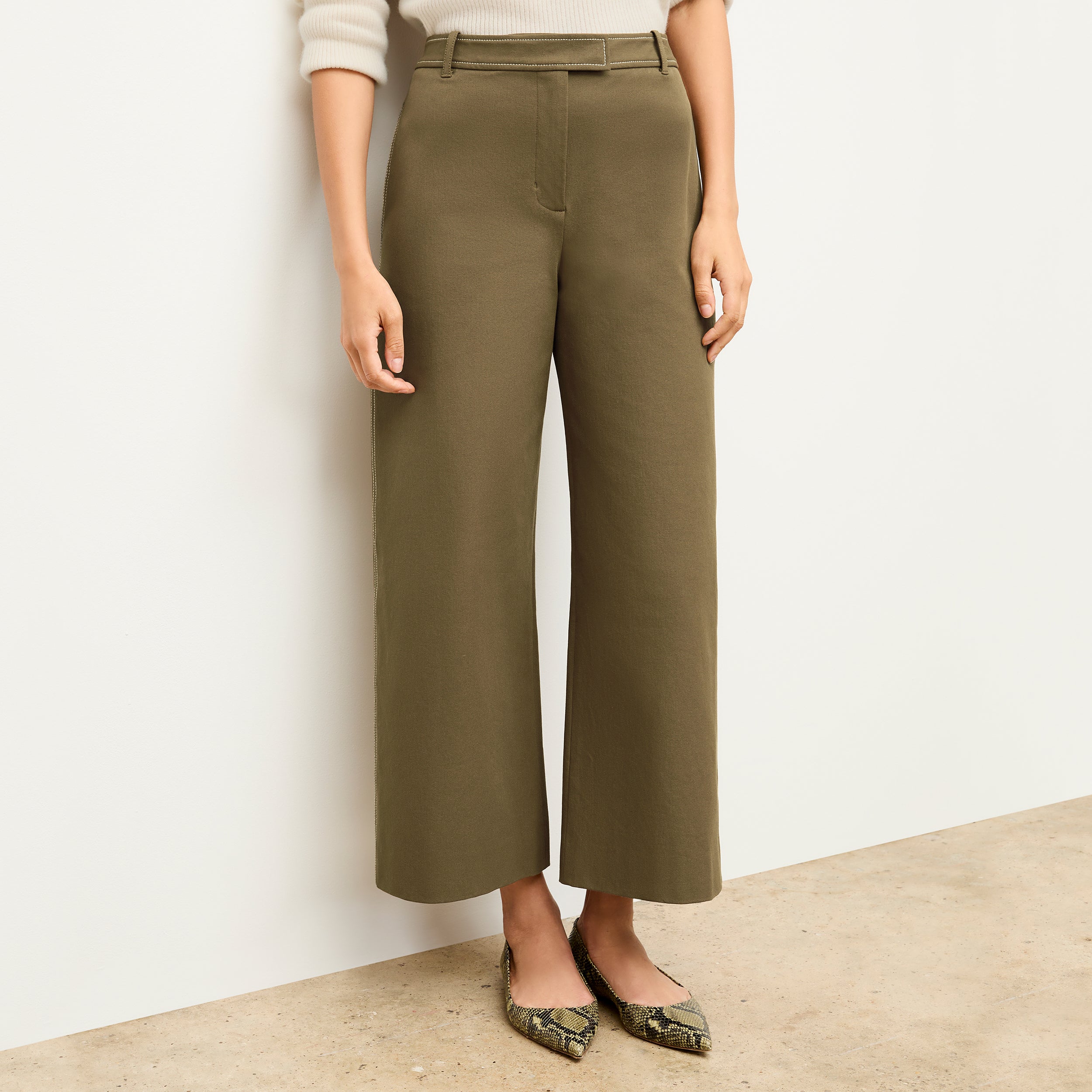 Abby Jean Contrast Stitch Eco-Friendly Better Than Denim Jeans in Oregano - Perfect for Casual Outfits and Sustainable Fashion