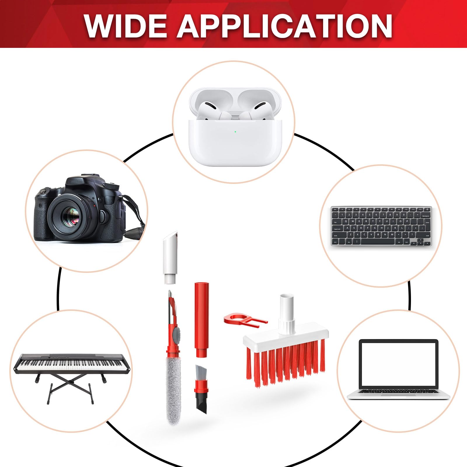 7-in-1 Soft Brush Keyboard Cleaner Kit - Computer Cleaning Tool with Microfiber Brush, Keycap Puller & Corner Duster for Laptop, Bluetooth Headset, AirPods, Camera Lens, Lego - Perfect for Office, Gaming & Electronics Maintenance