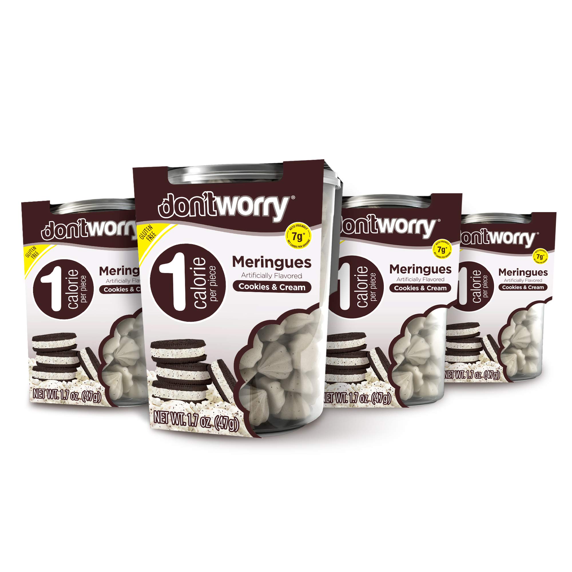 Keto Friendly Meringue Cookies - Cookies & Cream Flavor, 1 Calorie per Piece, Healthy Low Carb Snack, Gluten Free & Sugar Free Treat for Adults - 4 Pack - Perfect for Keto Diet, Weight Loss & On-the-Go Snacking