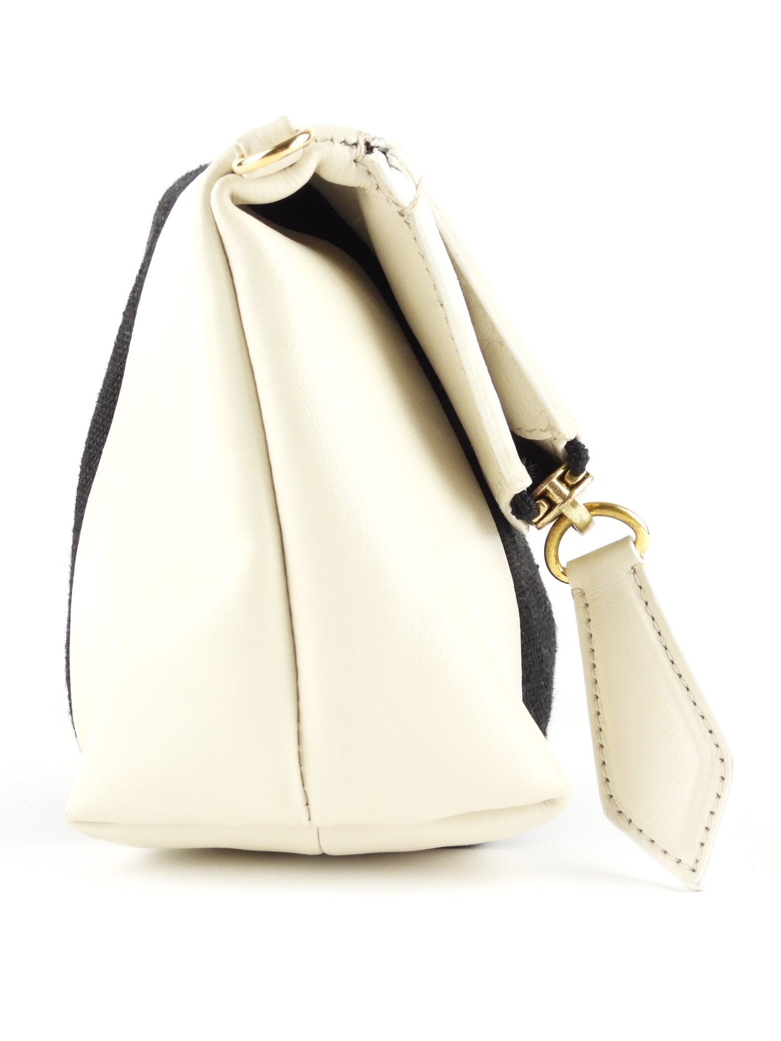 Burberry Prorsum Black & White Striped Coated Canvas Zip Pouch with Adjustable Strap - Luxury Crossbody Bag for Women, Perfect for Travel & Everyday Essentials