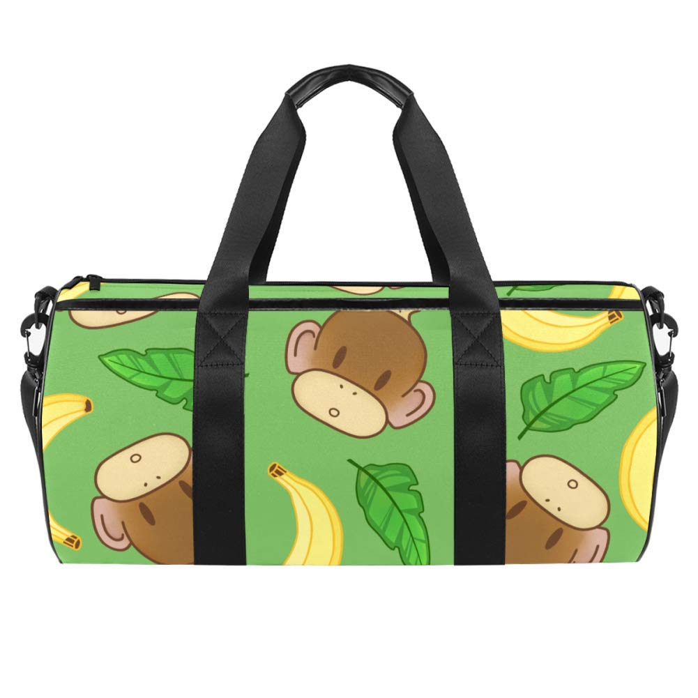 Funny Brown Monkeys and Bananas Duffel Bag - Canvas Shoulder Carry On Bag for Gym, Sports, Dance & Travel - Weekender Overnight Bag for Women & Men - Perfect for Workouts, Beach Trips and Weekend Getaways
