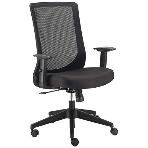 Ergonomic Mesh Back Office Chair with Fabric Seat - Black | Comfortable & Breathable for Home & Office Workspaces