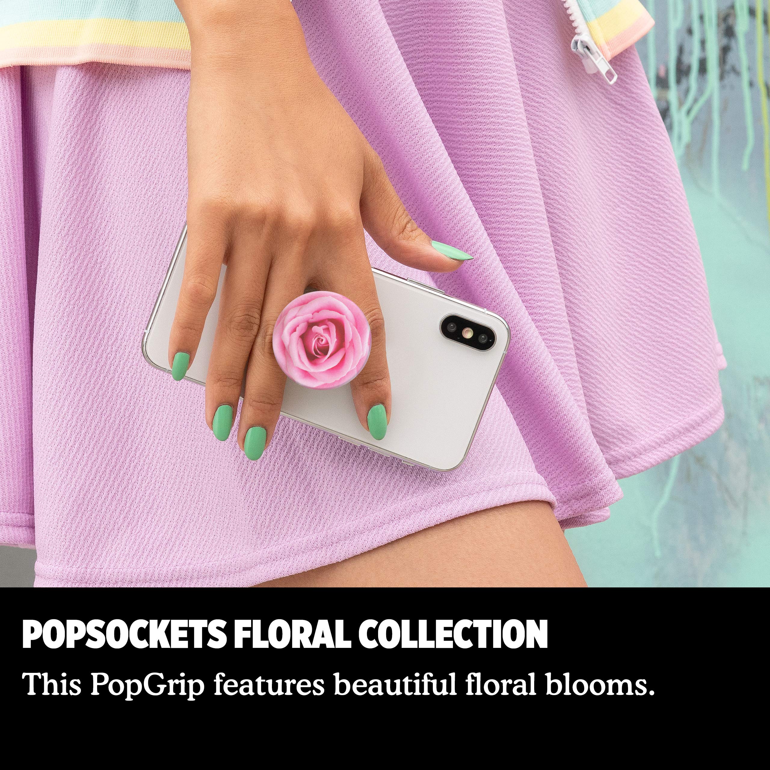 PopSockets Expanding Phone Grip with Kickstand - Floral Design (Rose All Day) for iPhone, Samsung & Smartphones | Perfect for Hands-Free Viewing, Selfies & Secure Grip