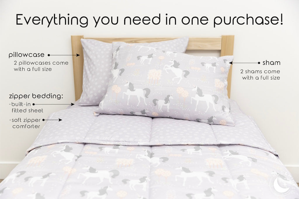 Enchanted Fairytale Zipper Bedding Set - Soft & Breathable Kids Bed Sheets with Secure Zipper Closure - Perfect for Nursery, Toddler Beds & Fantasy-Themed Bedrooms