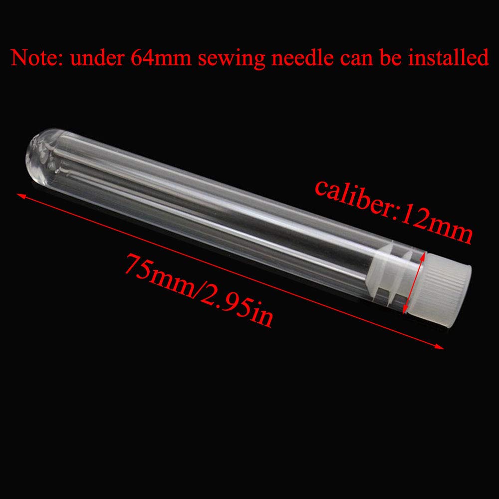 4-Piece Transparent Plastic Sewing Needle Storage Container - 75mm x 12mm Needlework Organizer for Quilting, Embroidery & Crafting