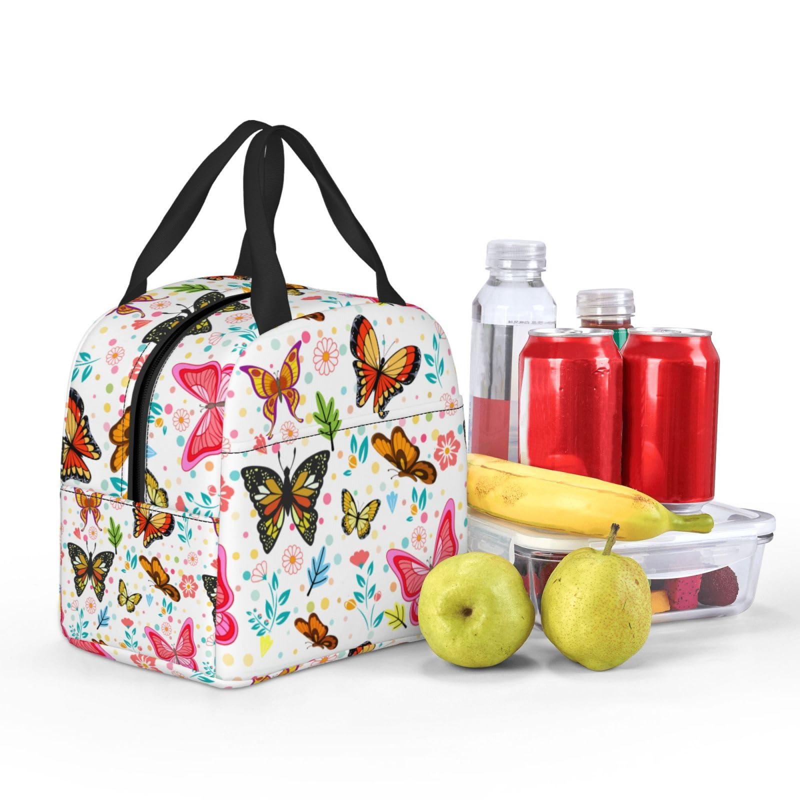 Insulated Lunch Bag for Women - Reusable Cooler Tote with Butterfly Design for Work, Office, Travel & Picnic | Perfect for Meal Prep, School Lunch & Outdoor Activities