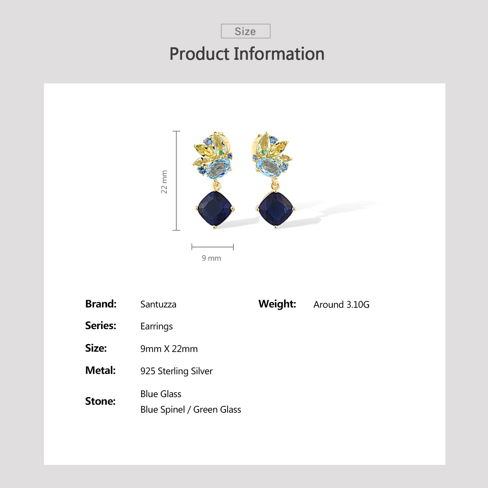 Santuzza 925 Sterling Silver Dangle Earrings with Glass Drops - Elegant Women's Jewelry for Parties, Weddings & Special Occasions