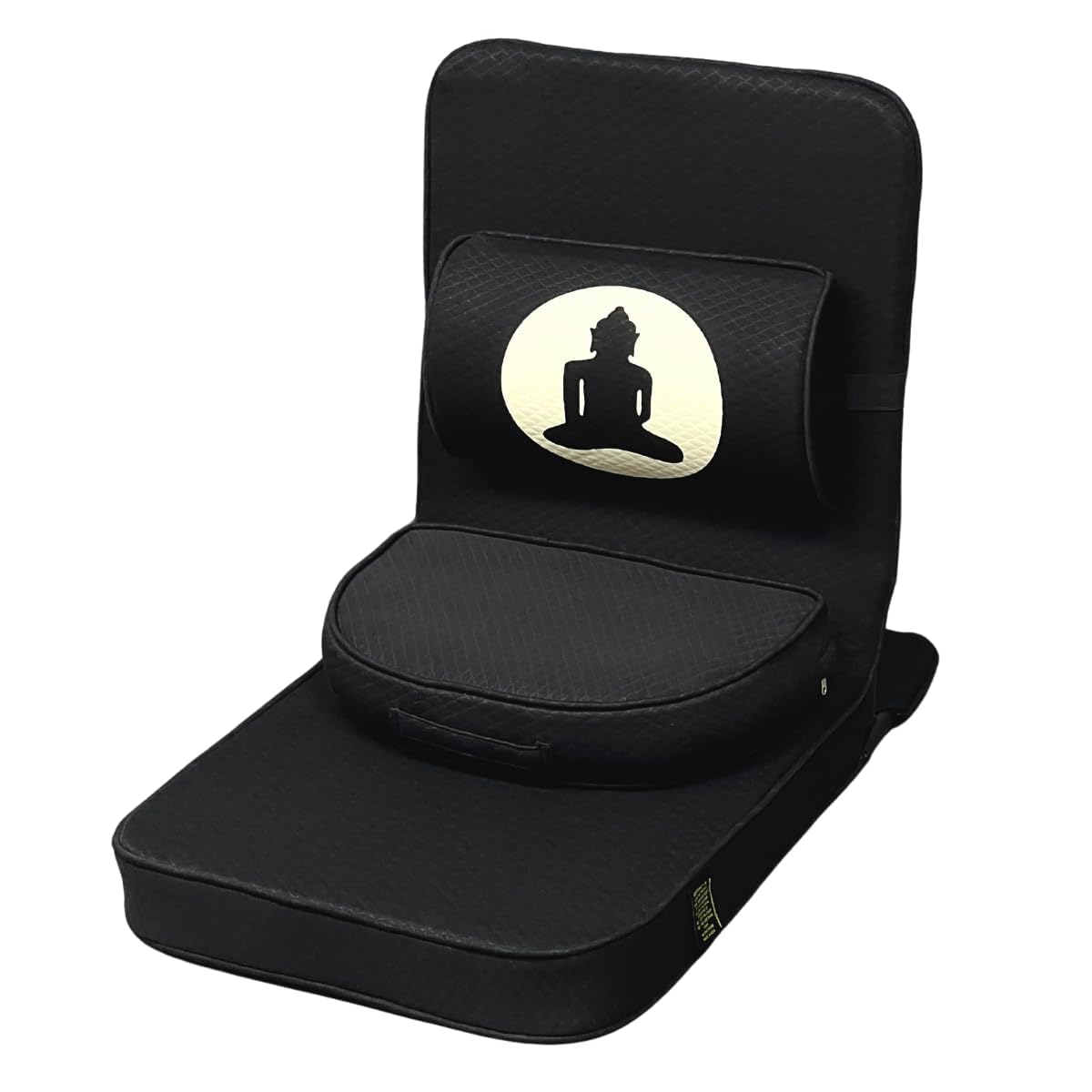 Friends Of Meditation Relaxing Buddha Meditation Chair - Detachable Back Support & Zafu Cushion | Portable Folding Yoga Chair for Adults | Perfect for Home Meditation, Yoga Practice & Spiritual Retreats | Black