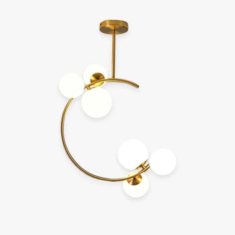 Modern Semi Arc White Glass Ball Pendant Light - Elegant Hanging Chandelier for Dining Room, Kitchen Island, Bedroom & Living Room Decor