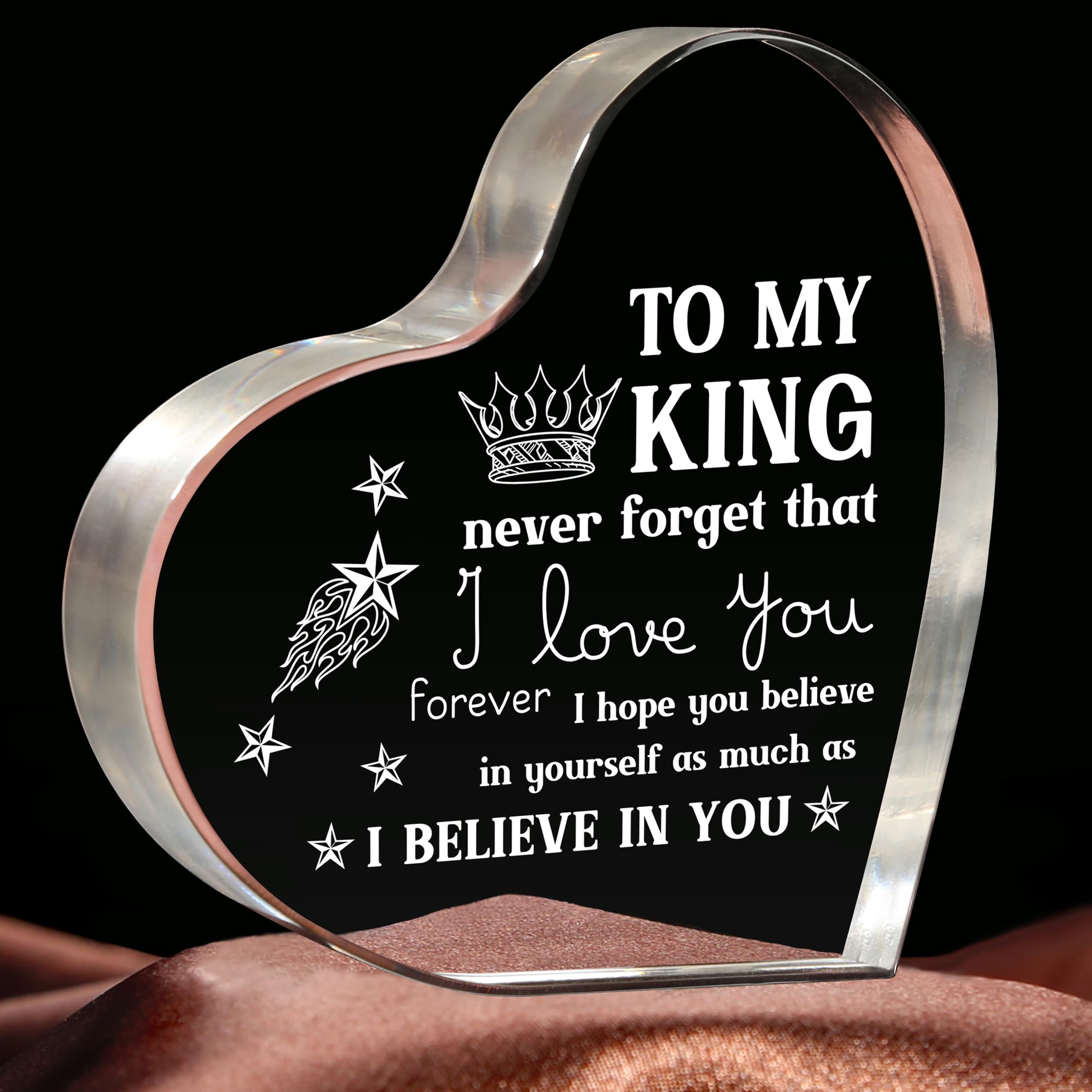 Personalized Heart Shaped Acrylic Photo Block - Romantic Anniversary & Birthday Gift for Husband, Boyfriend - Valentine's Day, Christmas Present - Perfect for Home Decor, Office Desk & Couples Keepsake