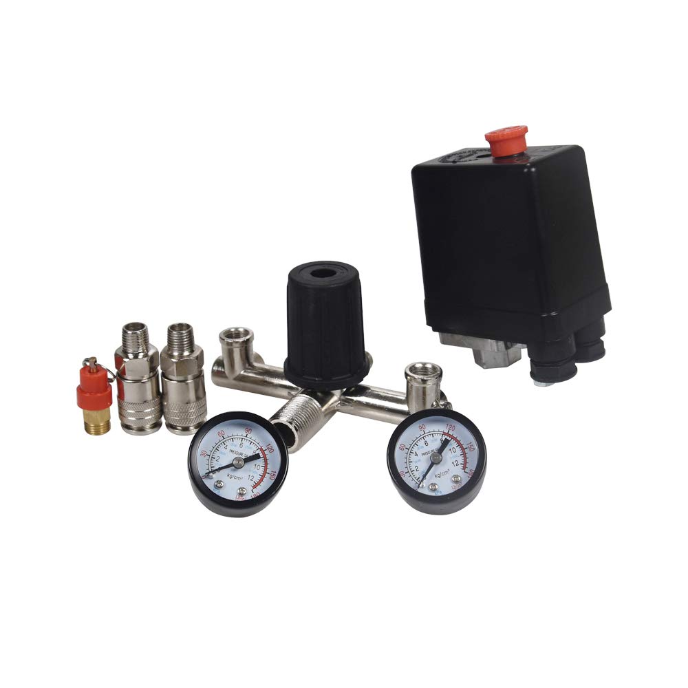 Air Compressor Pressure Switch with Regulator Control Valve & Gauge - Replacement Part for Air Pump Systems | Perfect for Workshop Tools, HVAC Equipment & Industrial Machinery