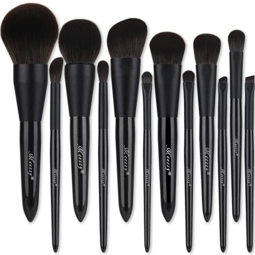 EVRCHGIEA 12-Piece Makeup Brush Set with Wood Handle - Soft Synthetic Fiber Foundation, Blush, Concealer & Eyeshadow Brushes for Flawless Makeup Application - Perfect for Professional Artists & Beginners at Home or Salon Use